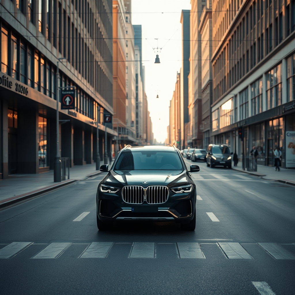 Спортивный внедорожник на грунтовой горной дороге среди хвойного леса